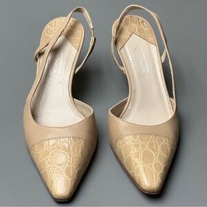 Talbots Cream Leather Sling Back Kitten Heels Size 7